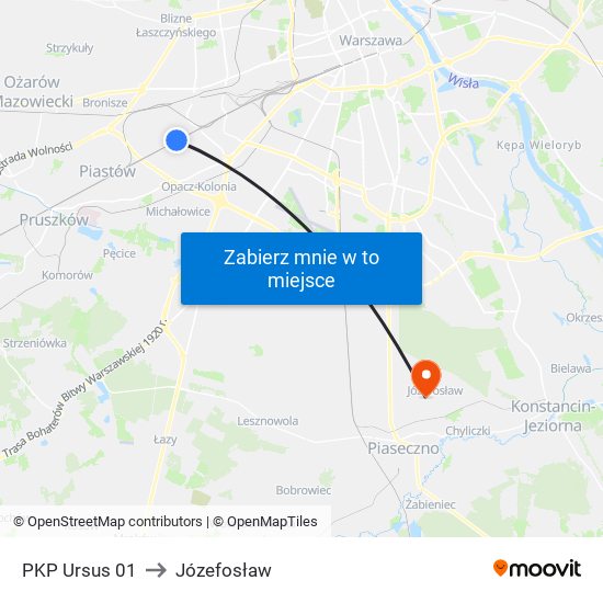 PKP Ursus 01 to Józefosław map