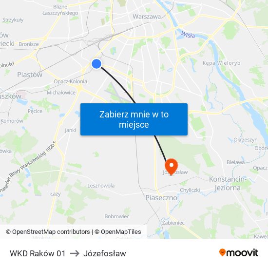 WKD Raków to Józefosław map