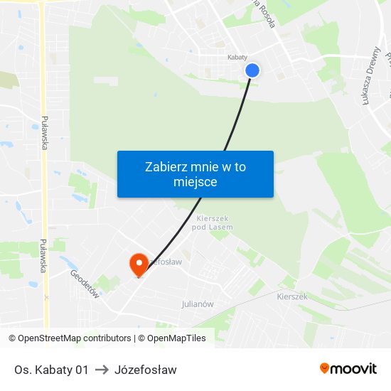 Os. Kabaty 01 to Józefosław map