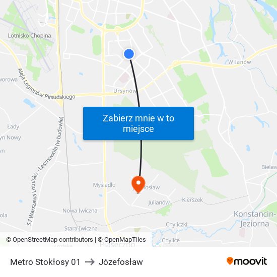 Metro Stokłosy 01 to Józefosław map