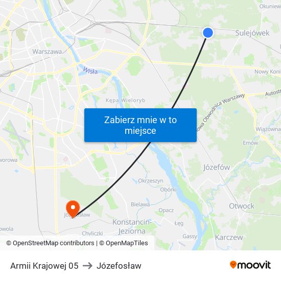 Armii Krajowej to Józefosław map