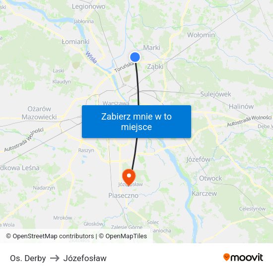 Os. Derby to Józefosław map