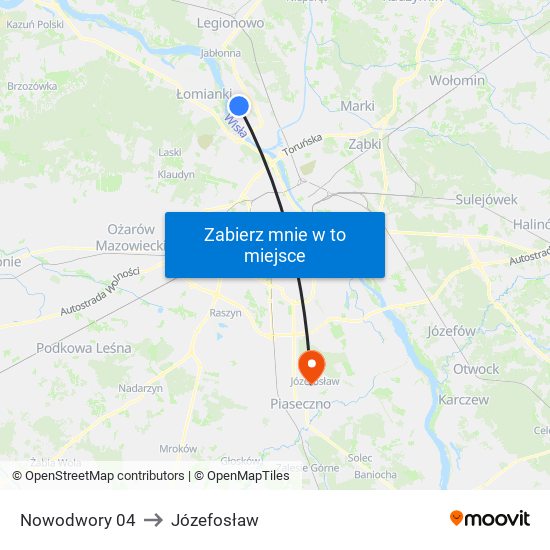 Nowodwory 04 to Józefosław map