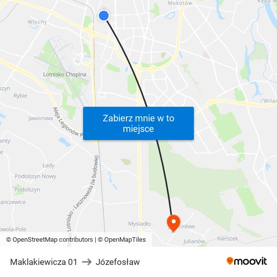 Maklakiewicza to Józefosław map