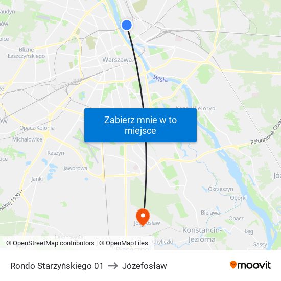 Rondo Starzyńskiego to Józefosław map