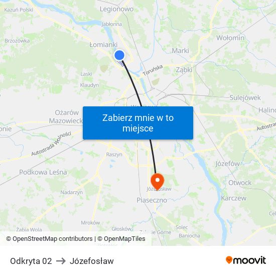 Odkryta 02 to Józefosław map