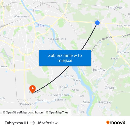 Fabryczna 01 to Józefosław map