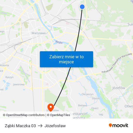 Ząbki Maczka 03 to Józefosław map