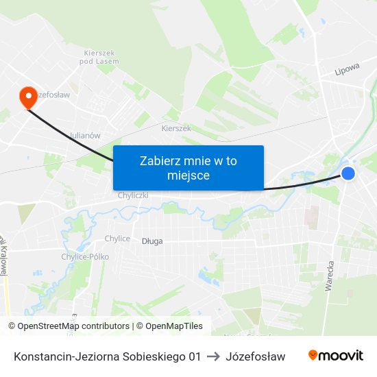 Konstancin-Jeziorna Sobieskiego to Józefosław map