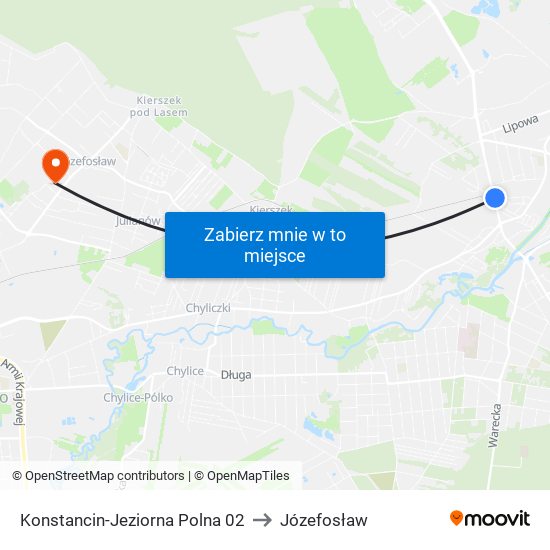 Konstancin-Jeziorna Polna 02 to Józefosław map