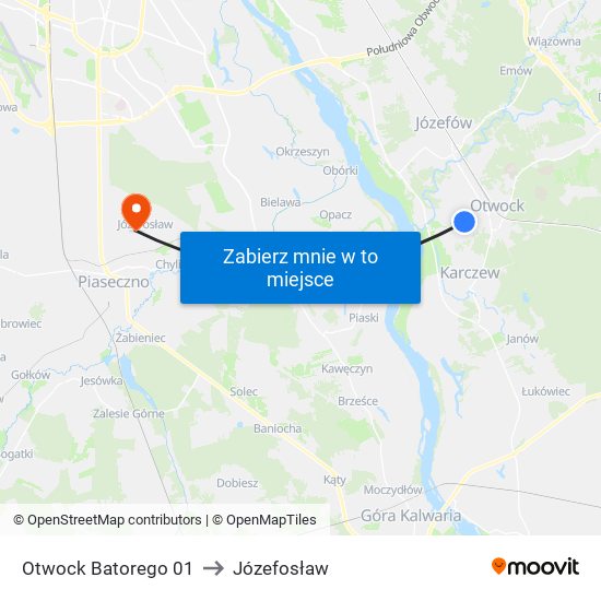 Otwock Batorego 01 to Józefosław map