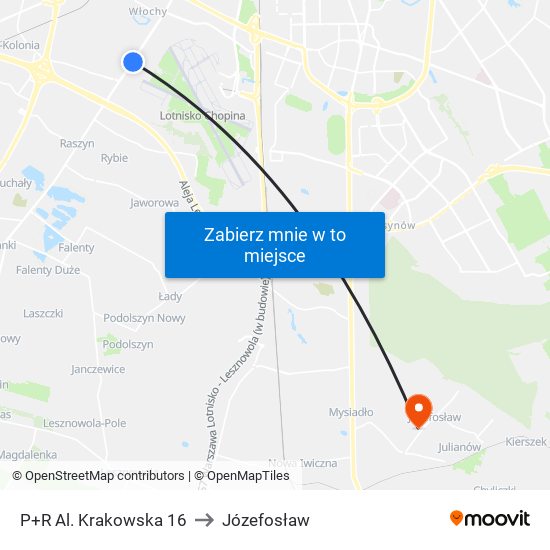 P+R Al. Krakowska 16 to Józefosław map