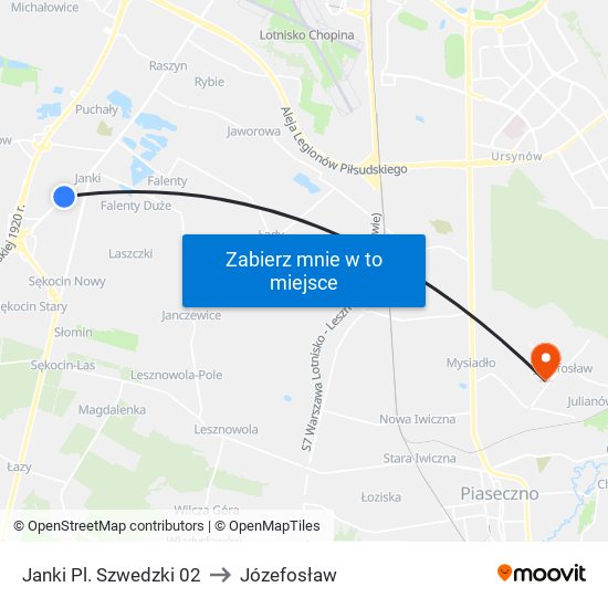 Janki Pl. Szwedzki 02 to Józefosław map