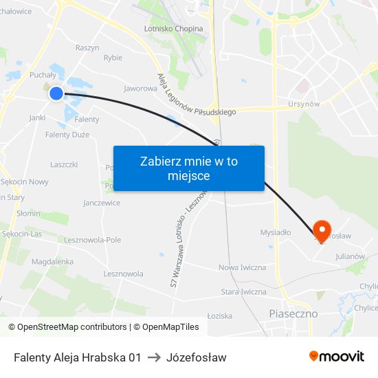 Falenty Aleja Hrabska 01 to Józefosław map