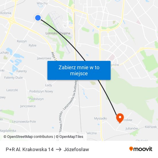 P+R Al. Krakowska 14 to Józefosław map