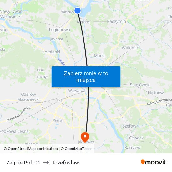 Zegrze Płd. to Józefosław map