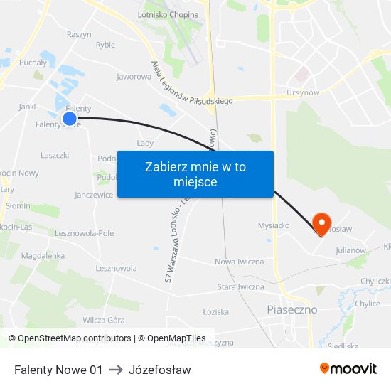 Falenty Nowe 01 to Józefosław map