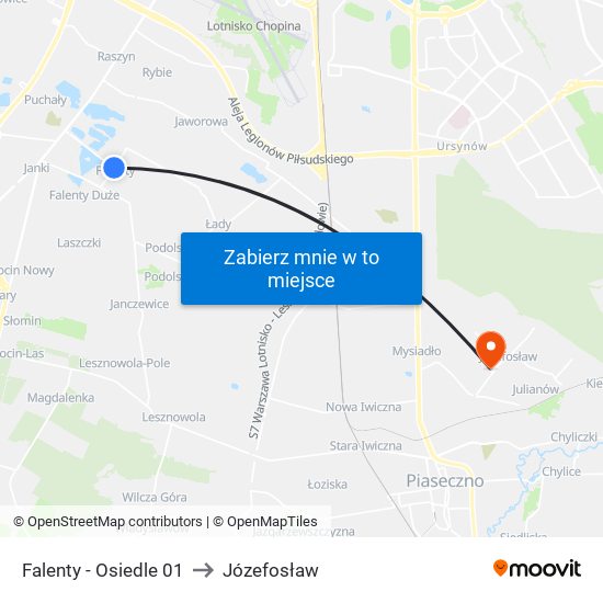Falenty - Osiedle 01 to Józefosław map