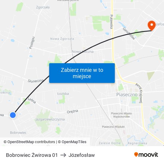 Bobrowiec Żwirowa 01 to Józefosław map