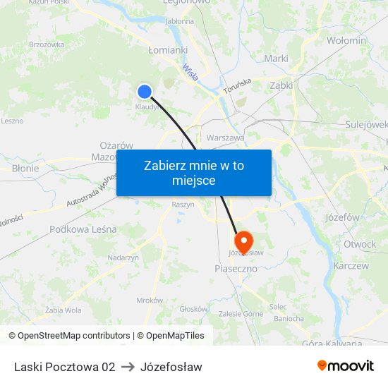 Laski Pocztowa to Józefosław map