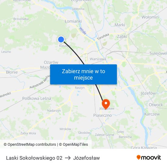 Laski Sokołowskiego 02 to Józefosław map