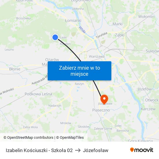 Izabelin Kościuszki - Szkoła 02 to Józefosław map