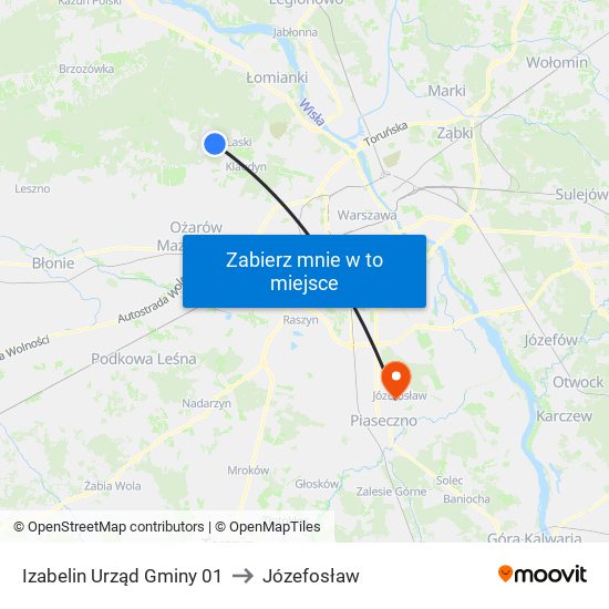 Izabelin Urząd Gminy 01 to Józefosław map