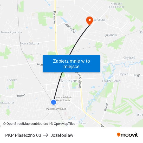 PKP Piaseczno 03 to Józefosław map