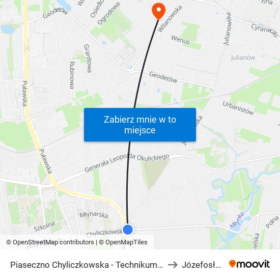 Piaseczno Chyliczkowska - Technikum 01 to Józefosław map