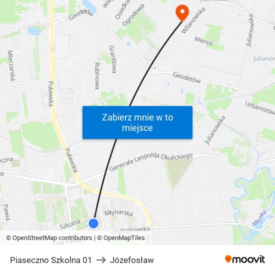 Piaseczno Szkolna 01 to Józefosław map