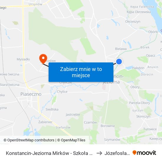 Konstancin-Jeziorna Mirków - Szkoła 02 to Józefosław map