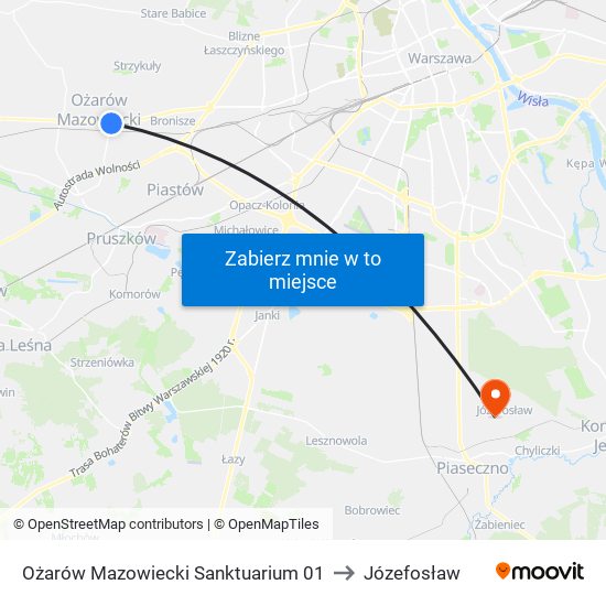 Ożarów Mazowiecki Sanktuarium 01 to Józefosław map