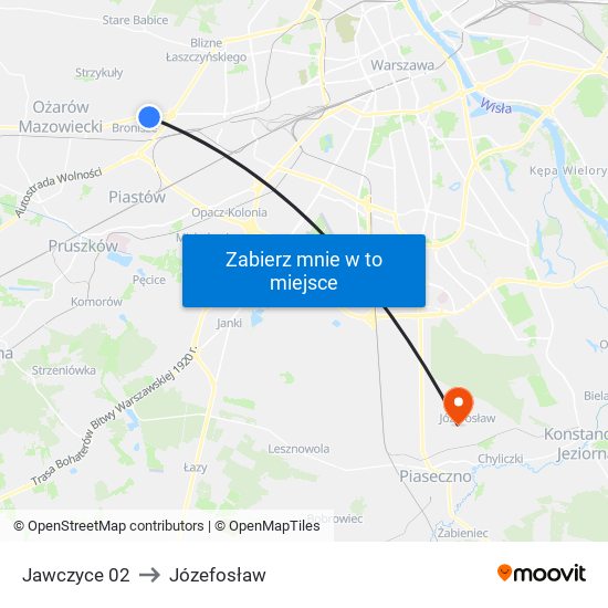 Jawczyce 02 to Józefosław map