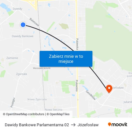 Dawidy Bankowe Parlamentarna 02 to Józefosław map