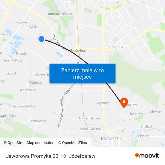 Jaworowa Promyka 02 to Józefosław map