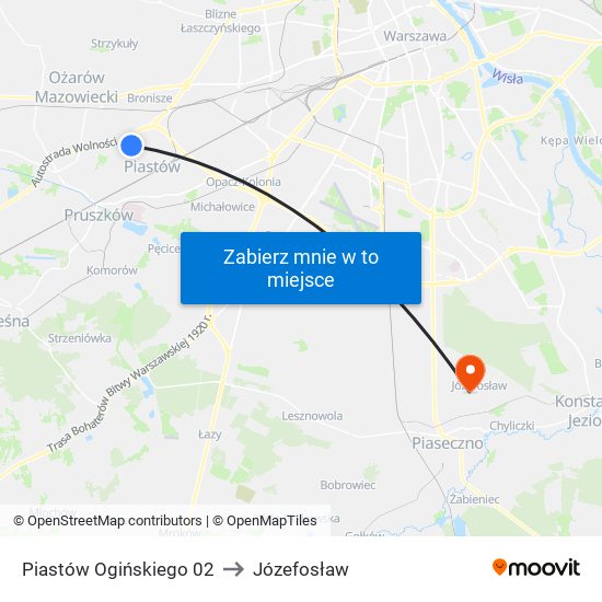 Piastów Ogińskiego 02 to Józefosław map