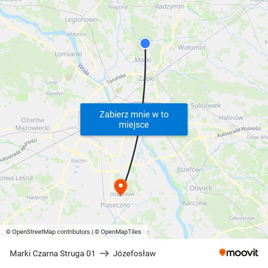 Marki Czarna Struga 01 to Józefosław map