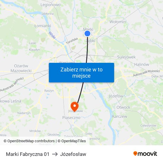 Marki Fabryczna 01 to Józefosław map