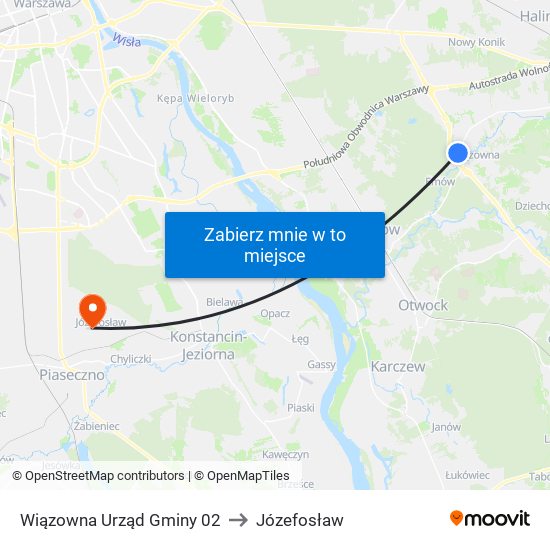 Wiązowna Urząd Gminy to Józefosław map