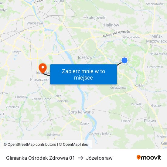 Glinianka Ośrodek Zdrowia to Józefosław map