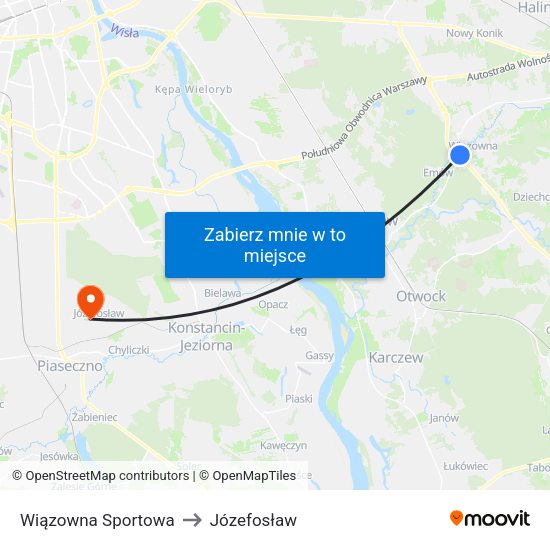 Wiązowna Sportowa to Józefosław map