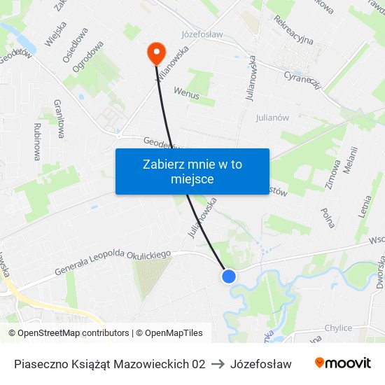 Piaseczno Książąt Mazowieckich 02 to Józefosław map