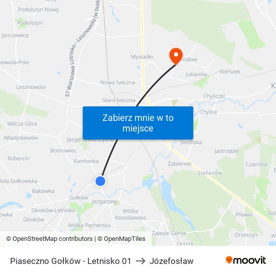 Piaseczno Gołków - Letnisko 01 to Józefosław map