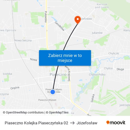 Piaseczno Kolejka Piaseczyńska 02 to Józefosław map