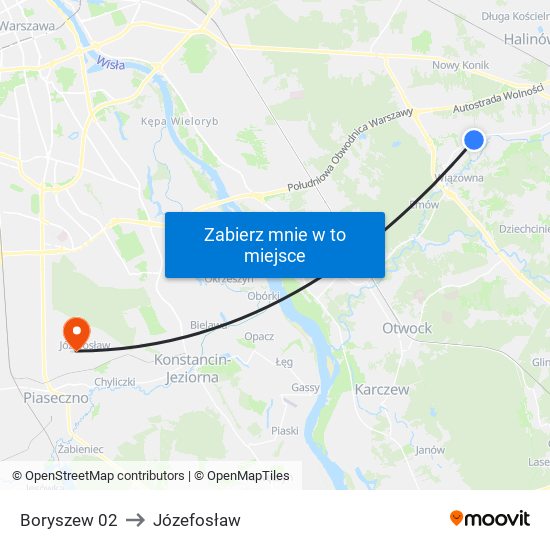 Boryszew 02 to Józefosław map