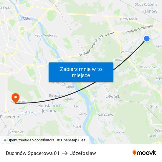 Duchnów Spacerowa 01 to Józefosław map