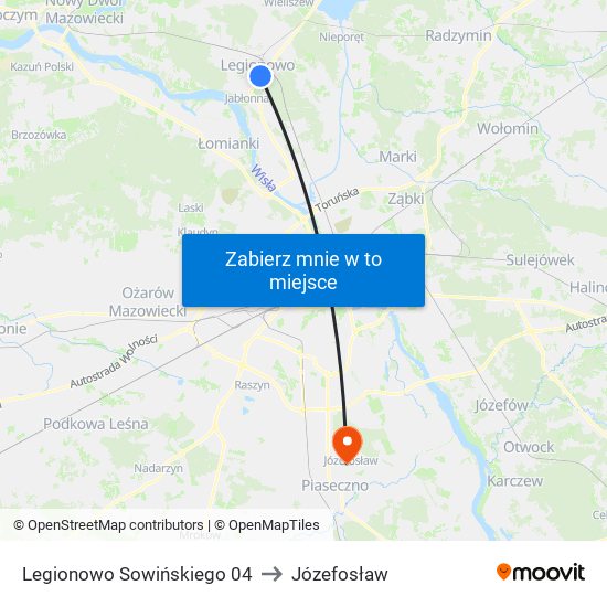 Legionowo Sowińskiego 04 to Józefosław map