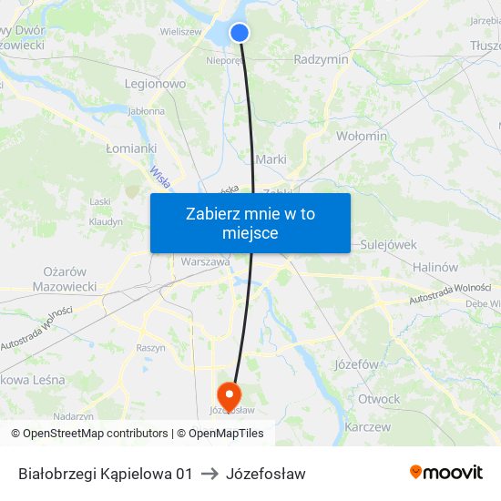 Białobrzegi Kąpielowa 01 to Józefosław map