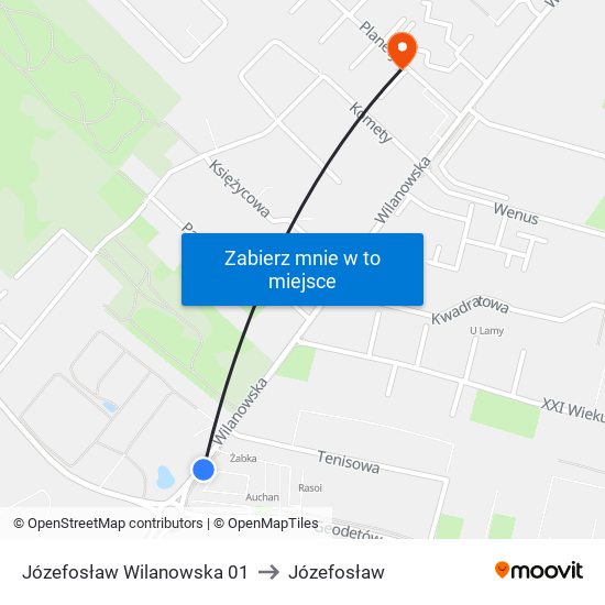 Józefosław Wilanowska 01 to Józefosław map