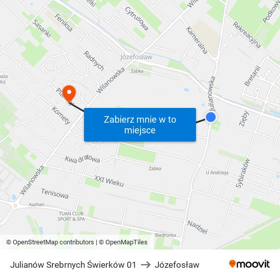 Julianów Srebrnych Świerków 01 to Józefosław map